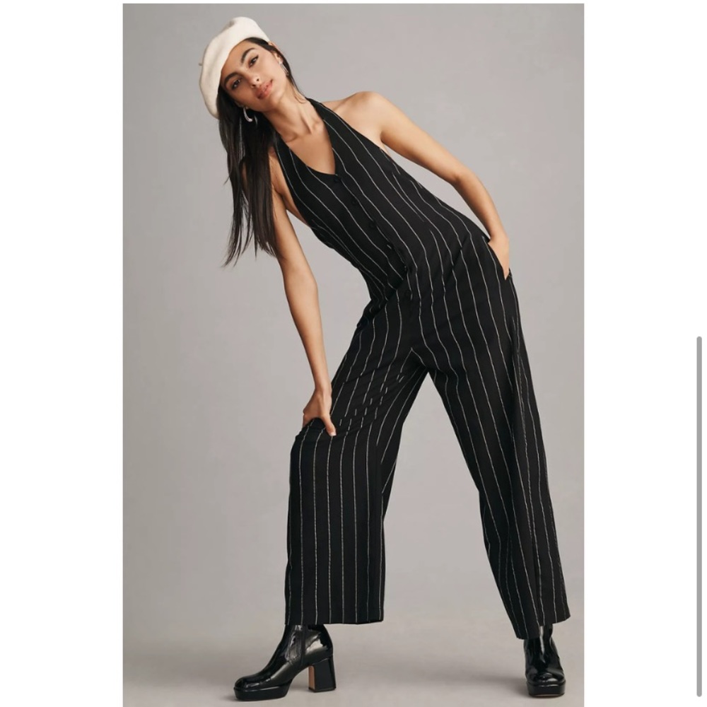 Anthropologie Pinstripe Jumpsuit Romper